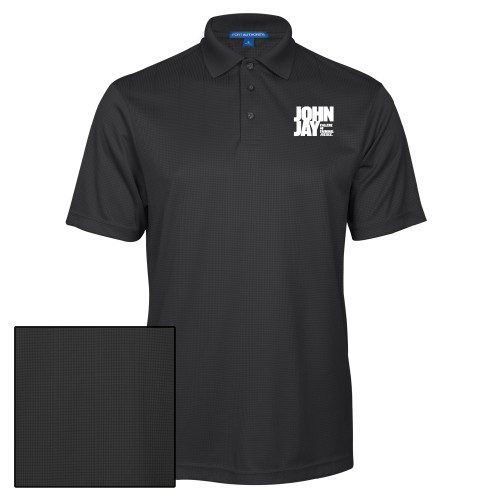 Charcoal Performance Fine Jacquard Polo-John Jay College of Criminal Justice Primary Mark