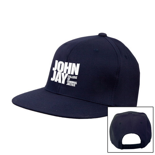 Navy Flat Bill Snapback Hat-John Jay College of Criminal Justice Primary Mark