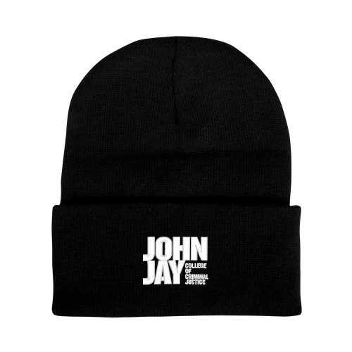Black Knit Beanie w/Cuff-John Jay College of Criminal Justice Primary Mark