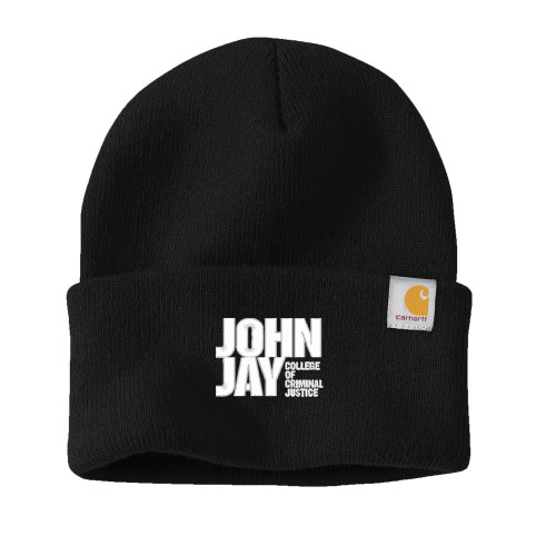 Carhartt Black Knit Beanie w/Cuff-John Jay College of Criminal Justice Primary Mark