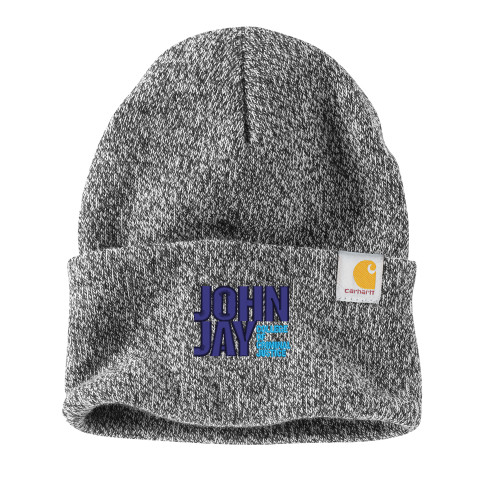 Carhartt Black/White Knit Beanie w/Cuff-John Jay College of Criminal Justice Primary Mark