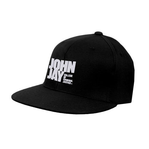 Black Flat Bill Snapback Hat-John Jay College of Criminal Justice Primary Mark