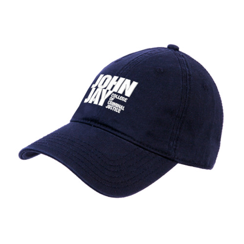 Navy Unstructured Adjustable Low Profile Hat-John Jay College of Criminal Justice Primary Mark