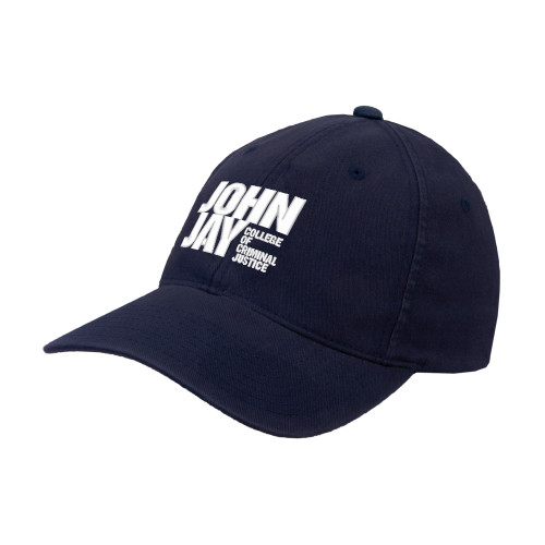 Navy Flexfit Structured Low Profile Hat-John Jay College of Criminal Justice Primary Mark