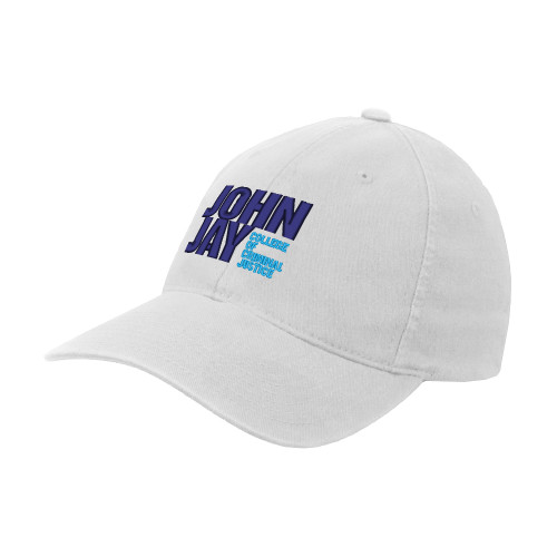 White Flexfit Structured Low Profile Hat-John Jay College of Criminal Justice Primary Mark