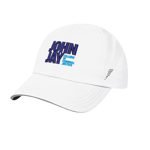 White Performance Cap-John Jay College of Criminal Justice Primary Mark