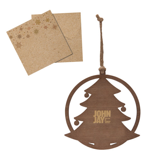 Wood Holiday Tree Ornament-John Jay College of Criminal Justice Primary Mark Engraved