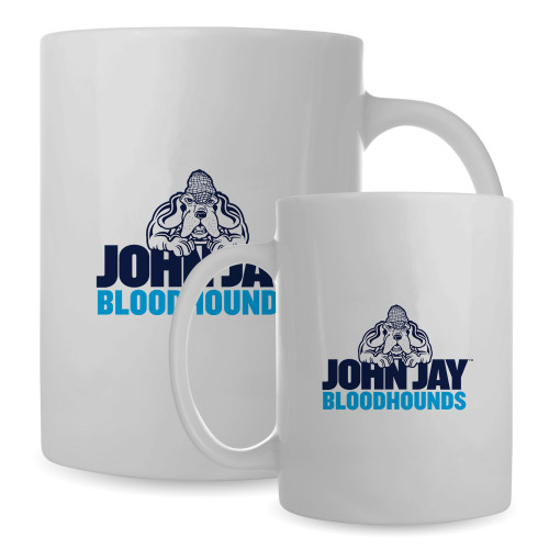 Full Color White Mug 15oz-John Jay College of Criminal Justice Bloodhounds with Bloodhound Mascot