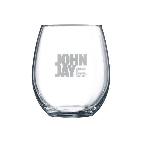 Libbey Stemless Glass 17oz-John Jay College of Criminal Justice Primary Mark Engraved