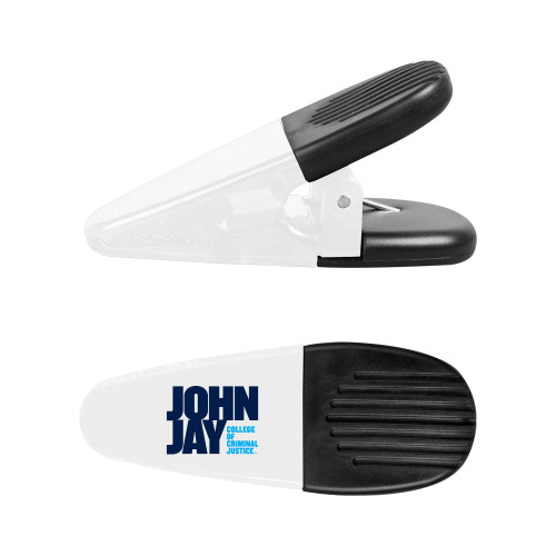 White Crocodile Clip/Magnet-John Jay College of Criminal Justice Primary Mark