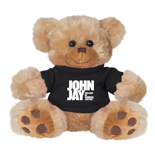 Plush Big Paw 8 1/2 inch Brown Bear w/Black Shirt-John Jay College of Criminal Justice Primary Mark