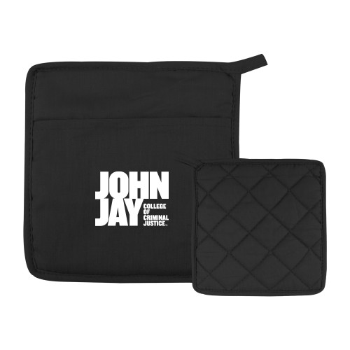Quilted Canvas Black Pot Holder-John Jay College of Criminal Justice Primary Mark
