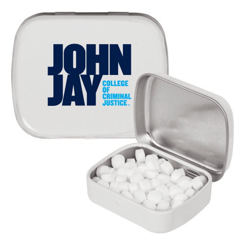 White Rectangular Peppermint Tin-John Jay College of Criminal Justice Primary Mark