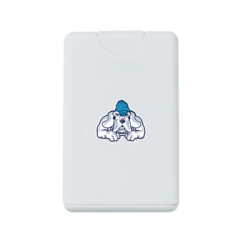 White .66 oz Card Shape Hand Sanitizer-John Jay College of Criminal Justice Bloodhound Mascot with Cyan
