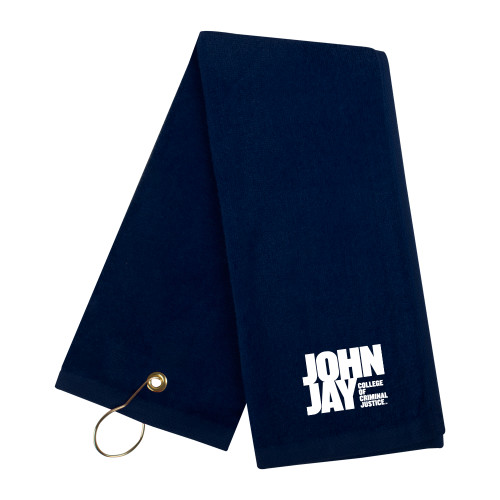 Navy Golf Towel-John Jay College of Criminal Justice Primary Mark