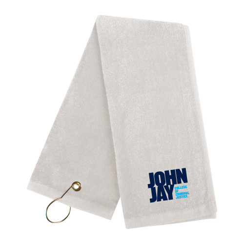 White Golf Towel-John Jay College of Criminal Justice Primary Mark