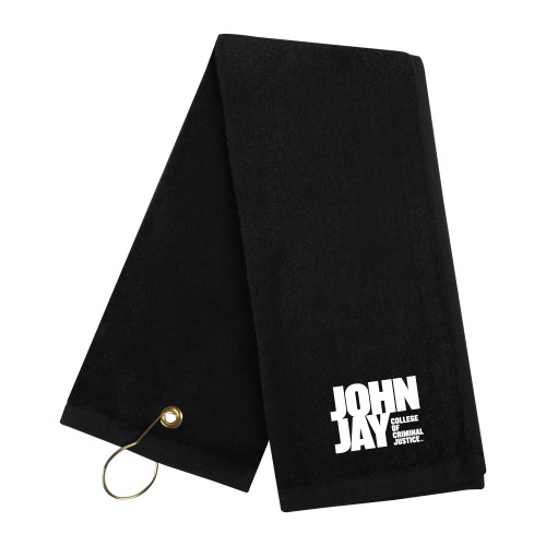 Black Golf Towel-John Jay College of Criminal Justice Primary Mark