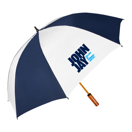 64 Inch Navy/White Umbrella-John Jay College of Criminal Justice Primary Mark