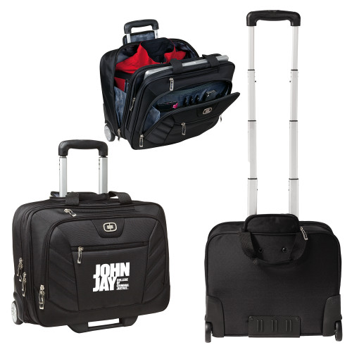 OGIO Black Lucin Wheeled Computer Brief-John Jay College of Criminal Justice Primary Mark