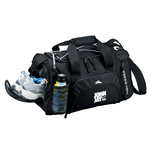 High Sierra Black Switch Blade Duffel-John Jay College of Criminal Justice Primary Mark