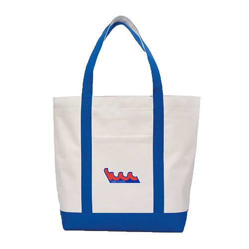 Community College Contender White/Royal Canvas Tote-The Wave
