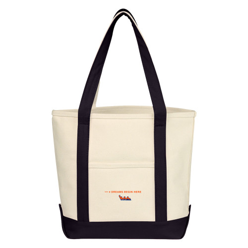 Cotton Canvas Natural/Black Tote Bag-Kingsborough Wave