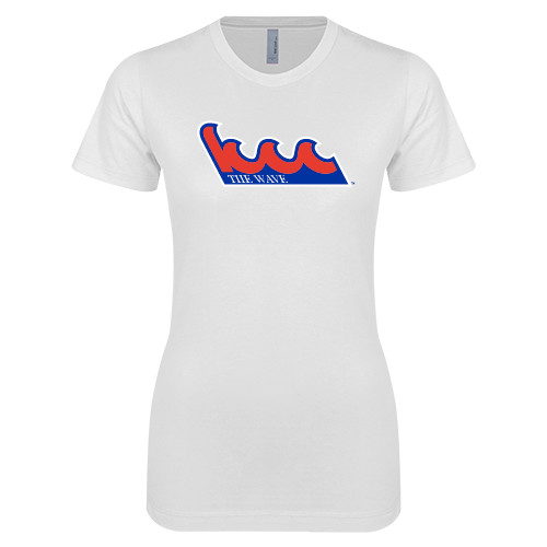 Community College Next Level Womens White Boyfriend Tee-The Wave