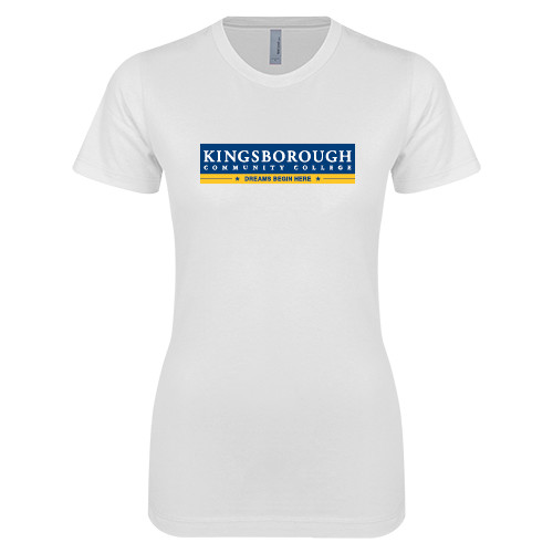Community College Next Level Womens White Boyfriend Tee-Official Logo