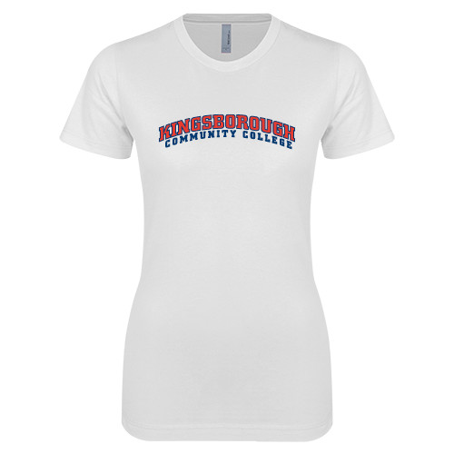Community College Next Level Womens White Boyfriend Tee-Arched Kingsborough