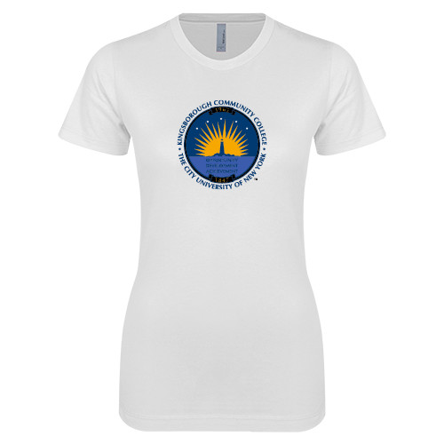 Community College Next Level Womens White Boyfriend Tee-LightHouse