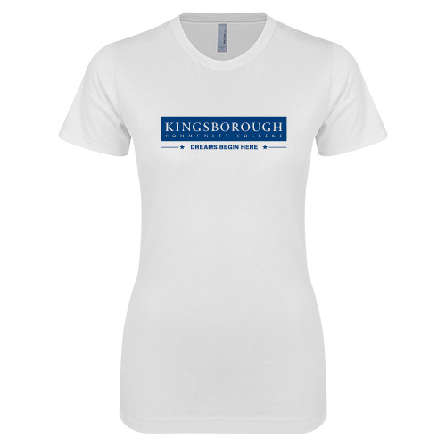 Community College Next Level Womens White Boyfriend Tee-Kingsborough Dreams