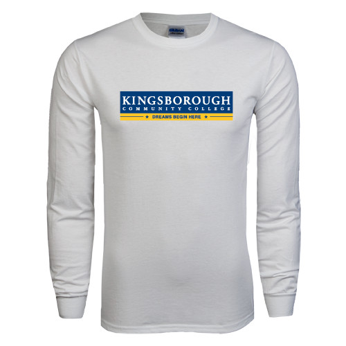 Community College White Long Sleeve T Shirt-Official Logo
