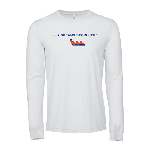 Bella + Canvas White Jersey Cotton Long Sleeve T Shirt-Kingsborough Wave