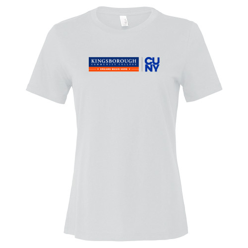 Bella + Canvas Womens White Relaxed Cotton T Shirt-CUNY Kingsborough