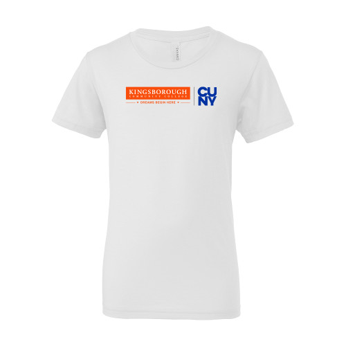 Bella + Canvas Youth White Jersey T Shirt-CUNY Kingsborough