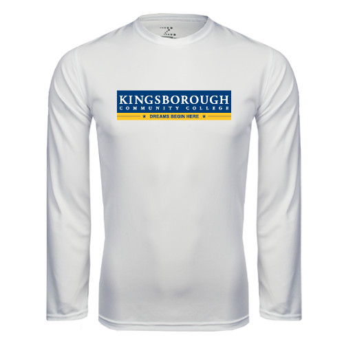 Community College White Performance Long Sleeve Shirt-Official Logo