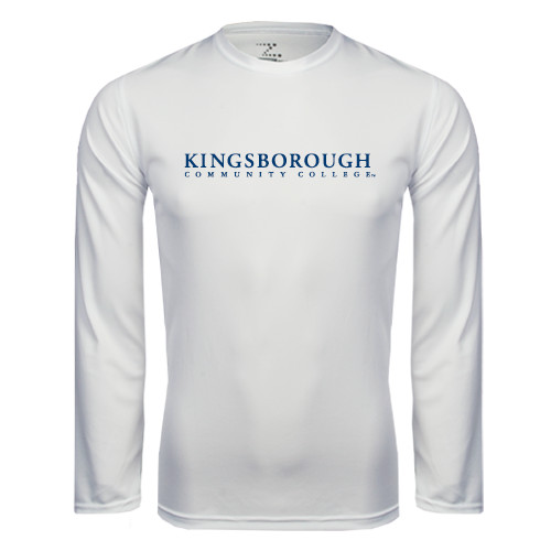 Community College White Performance Long Sleeve Shirt-Wordmark