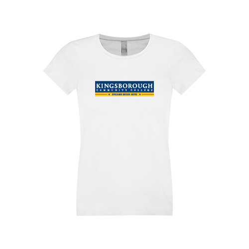 Community College Next Level Girls White Fashion Fit T Shirt-Official Logo