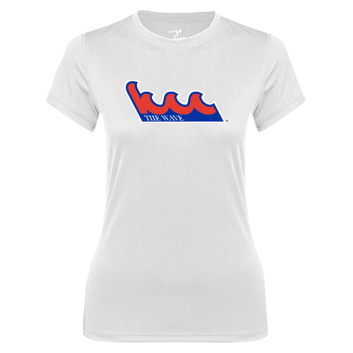 Community College Womens White Performance Tee-The Wave