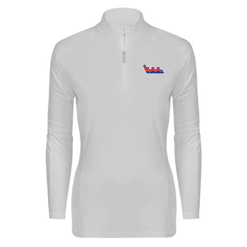 Community College Syntrel Womens White Interlock 1/4 Zip-The Wave