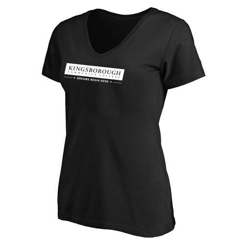 Womens Plus Black V Neck T Shirt-Kingsborough Primary Mark
