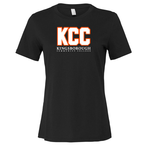 Bella + Canvas Womens Black Relaxed Cotton T Shirt-Kingsborough Primary Mark