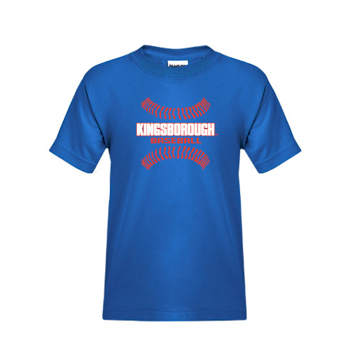 Community College Youth Royal T Shirt-Baseball Sideways Seams