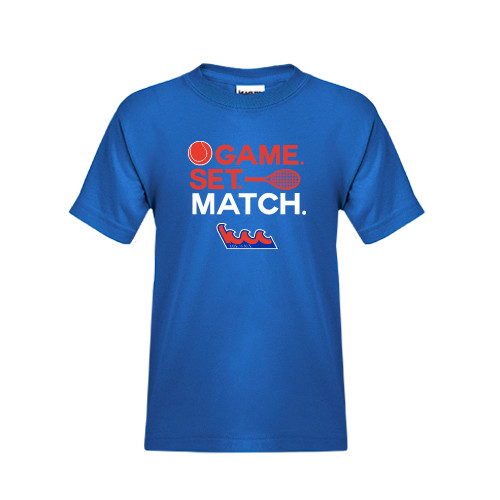 Community College Youth Royal T Shirt-Tennis Game Set Match