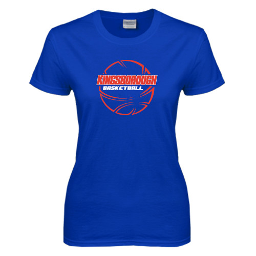 Community College Womens Royal Short Sleeve Tee-BasketBall School in Ball