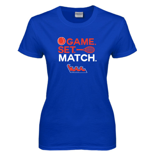 Community College Womens Royal Short Sleeve Tee-Tennis Game Set Match