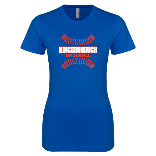 Community College Next Level Womens Royal Boyfriend Tee-Baseball Sideways Seams