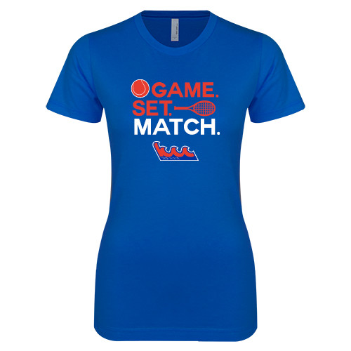 Community College Next Level Womens Royal Boyfriend Tee-Tennis Game Set Match