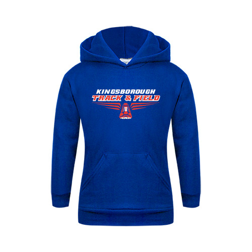 Community College Youth Royal Fleece Hoodie-Track and Field Front View Shoe
