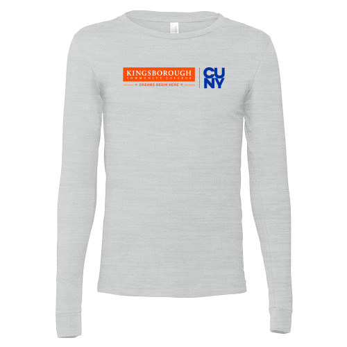 Bella + Canvas Ash Grey Jersey Cotton Long Sleeve T Shirt-CUNY Kingsborough